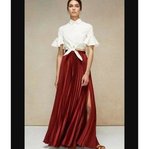 AMUR Burgundy Pleated Maxi Skirt